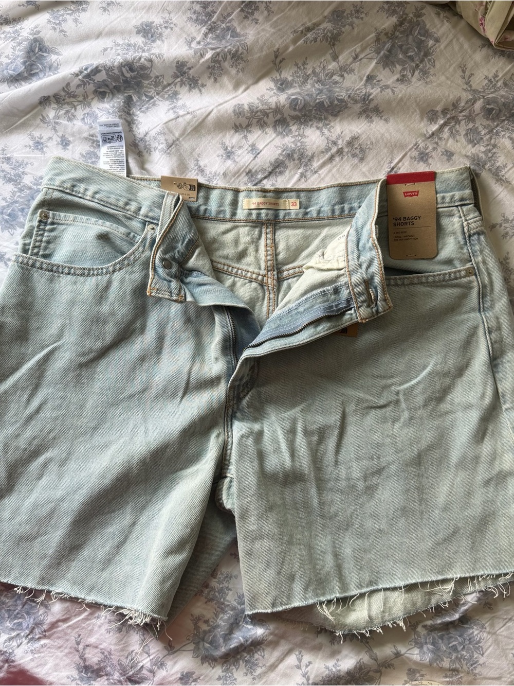 Levi's Pale Blue High-Rise Cutoff Denim Shorts